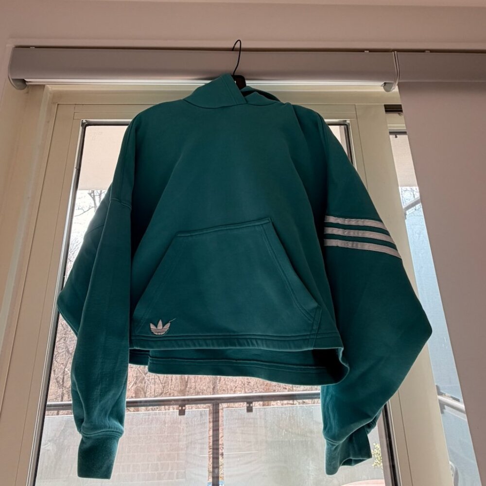 Adidas Originals Cropped Hoodie – Teal Green – Size L